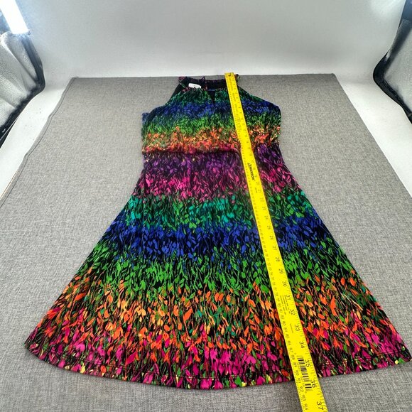 London Times Sleeveless Dress 10 petite Vibrant Colors Halter‎ Neckline Leaves - Picture 6 of 12